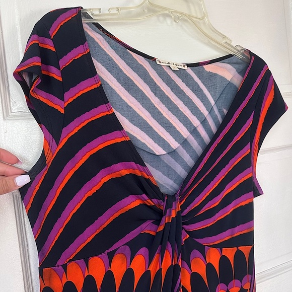 Vintage Y2K Nannette Lepore Babydoll Blouse L Stretch Gathered V-Neck Retro - Picture 12 of 16